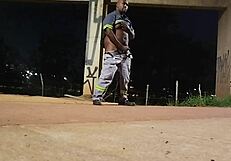 Curious about a uniformed black beauty's street masturbation fetish play?