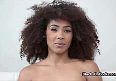 funky ebony teen squeezes cock dry during homemade casting