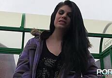 Lucia Love's lingerie teases public pussy lick and piss play