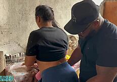 Neighbor milf spreads wet pussy for old man's interracial cock