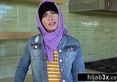 Sexy Arab teen tries sucking cock first time