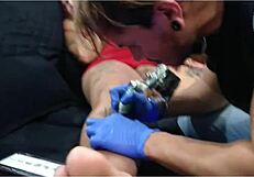 Behind Scenes Tattoo Tease With Melissa's Big Tits And Ass