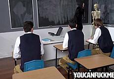 valentina nappi's petite teen tits bounce as she blows joshua and nick hardcore pov