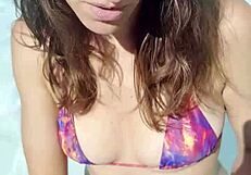 wanna watch this milf slut fuck by the pool up close?