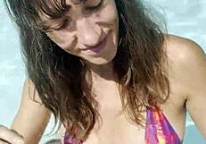 wanna watch this milf slut fuck by the pool up close?