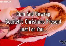 scarlett moans loving her early christmas bareback pussy pounding and cumshot