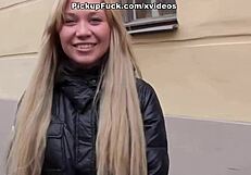 Blonde Pickup Dare: Suck on Porch in Public?