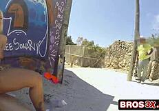 blondie twerks her big tits ass outdoors taking cock hard in public