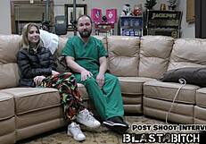 daisy beans spreads shaved pussy backstage before cum blast pov