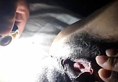 mature wife fingers her huge swollen pussy lips close up