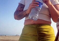 hey beach redhead flashing her swollen big pussy lips 😍 wanna taste?