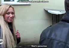 Blonde Pickup Dare: Suck on Porch in Public?