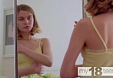 what if skinny lana broks' panties hide her tight teen pussy secrets while she fingers herself