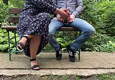 Chubby mother in law natural tits cum covered handjob outdoor