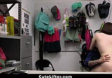 Loss Prevention Officer Punishes Cute Thief with Huge Cock in Garage Processing