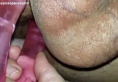 Wife pegs husband's ass with double toys for mutual hole pleasure, Karina and Lucas