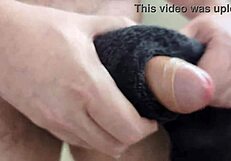 this towel stroking my huge cock feels too real before massive cumshot