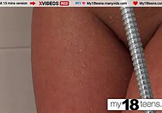 Sexy 18+ blonde teen slut spreads legs, tender pussy masturbation explosion!!