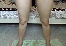 beautiful girl urinates gracefully on the floor