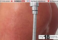 Sexy 18+ blonde teen slut spreads legs, tender pussy masturbation explosion!!