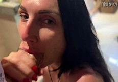 brunette milf blows load in shower hits real orgasm after