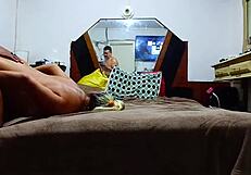 Hidden cam catches husband filming wife cumming on black cock