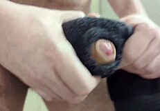 this towel stroking my huge cock feels too real before massive cumshot