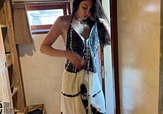 brunette milf blows load in shower hits real orgasm after