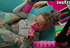 holy shit skinny tattoo goth fucks her tiny butthole solo anal dildos gaping squirt