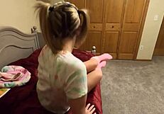 stepdaughter sneaks in stepdad's bed for taboo doggystyle fuck