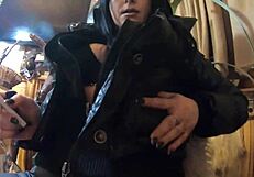 Milfycalla Cums on Black Leather Leggings Huge Ass Worship Jerk Off