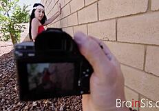 skinny step sis rides bro cock during naked outdoor photoshoot