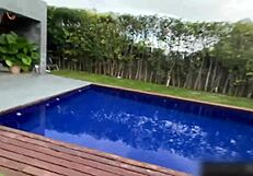 Mary Rocks delivers passionate poolside anal pounding bent over deep