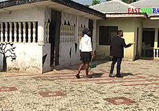 Chubby ebony teen bent over at church site takes deepthroat then doggystyle creampie from big black cock in public hardcore bang