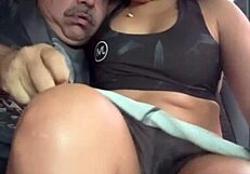 Bet You Can't Handle This Latina Riding Old Man's Cock in His Car!