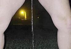 oh damn this wife pees her hairy pussy outdoors on a freezing night!