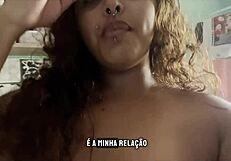 curvy babe sips coffee naked chatting with big tits on cam