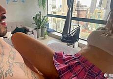 Sex-addicted student calls professor for private fuck lessons teaser