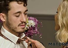 french mature cougar spreads shaved cunt over coffee seduction