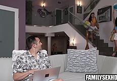 ASIAN TEENS Tease Stepdad for Group Fuck