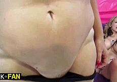 dan's curvy blonde with big natural tits rides cock cowgirl in homemade orgasm fest backstage