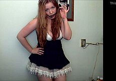 why does redheaded slut strip so slow teasing fuck doll ass and tits?