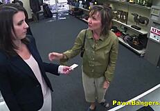 milf customer bends over desk takes huge cock in hairy pussy cash