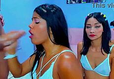 slutty webcam stepsisters surprise stepdad with deepthroat blowjob and hardcore daddy cock riding