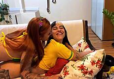 Hostel threesome massage turns into anal pounding with two hotties