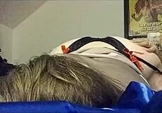 french slut in satin red dress takes doggystyle ass lick to mouth