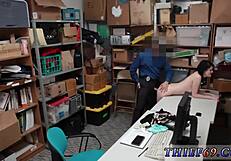 huge tits teen squirts hard while officer handles the case