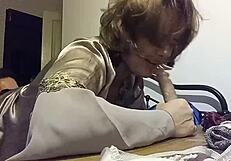 french slut in satin red dress takes doggystyle ass lick to mouth