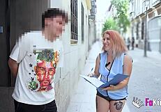 Sexy Spanish Babe Teases Cocks in Madrid Public Survey