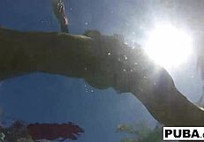 olivia swims and plays in the pool for summer fun